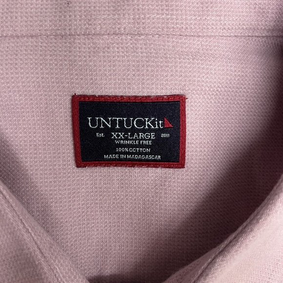 UNTUCKit Men's Button Front Flannel Shirt Mauve Pink Wrinkle Free Cotton XXL guc - Picture 3 of 10